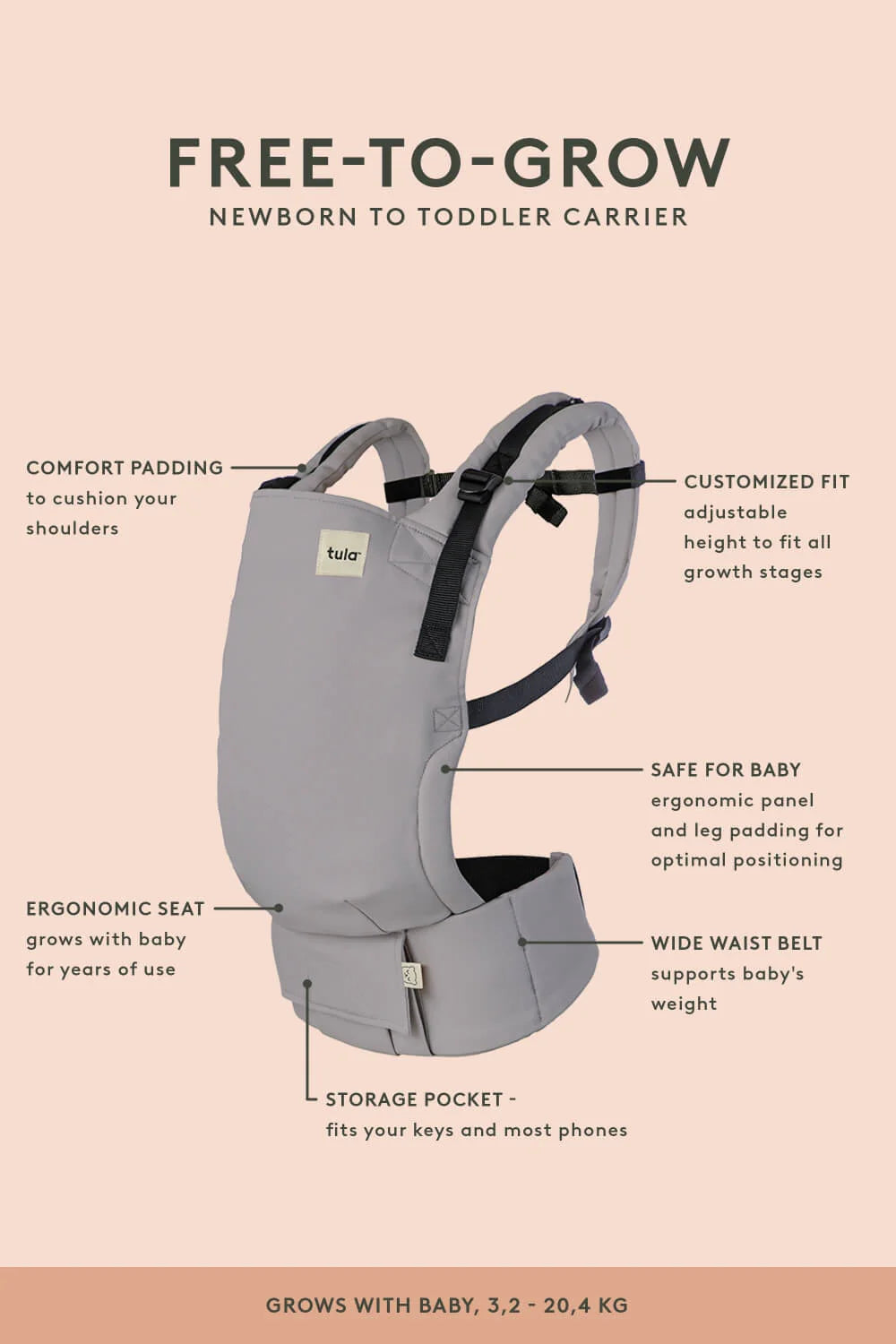 Zola - Cotton Free-to-Grow Baby Carrier