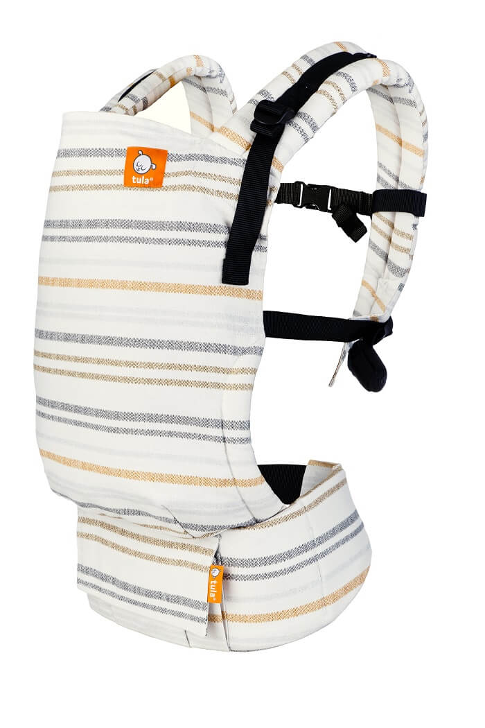 The Agate Tula Hemp Soft Free-to-Grow Baby Carrier in a color of desert stone, creams, grey, beige and greys