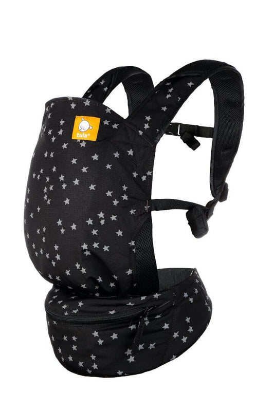 Ultra-compact travel baby carrier black with grey stars