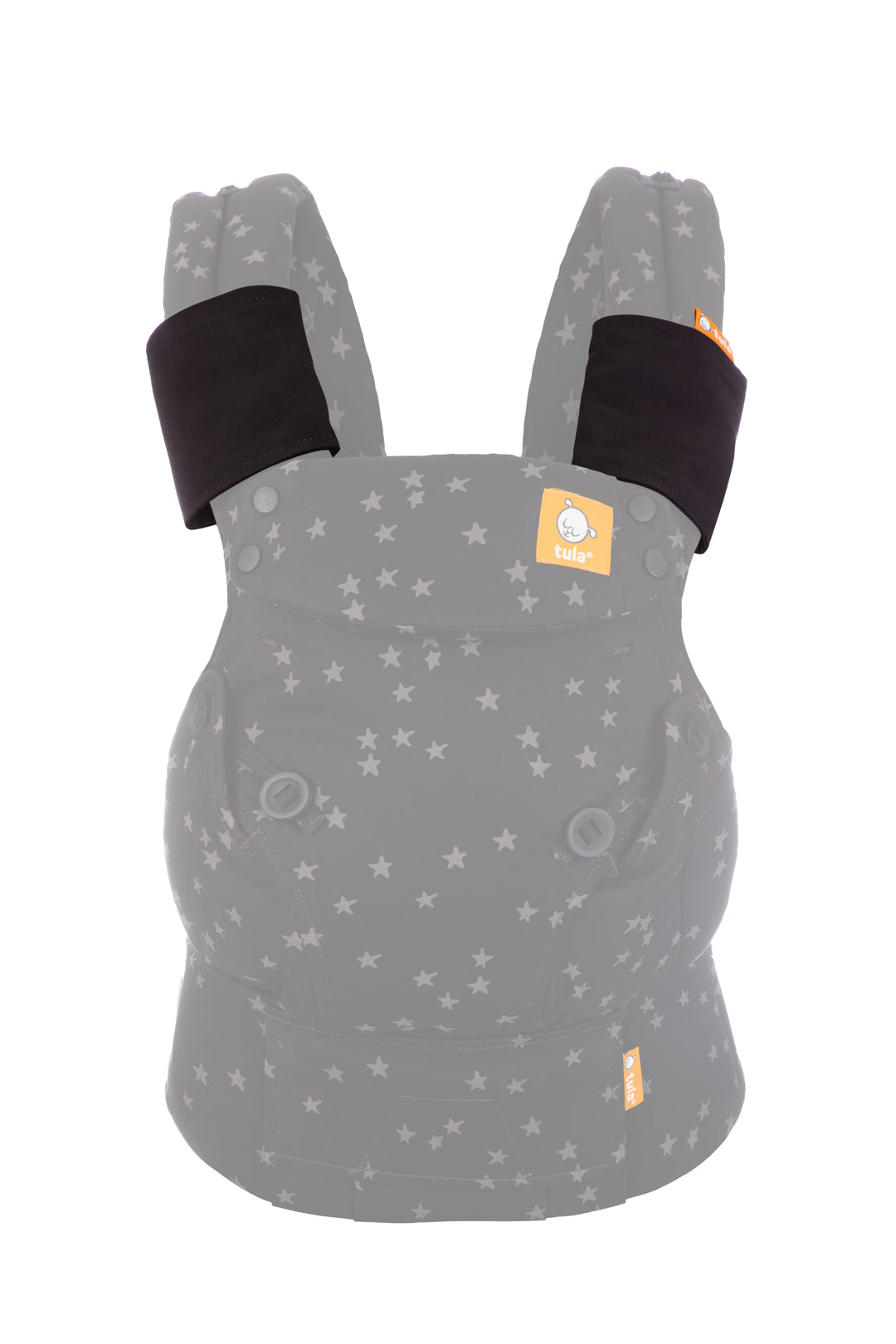 The Droola Strap Covers Urbanista from Tula in black on a Tula baby carrier.