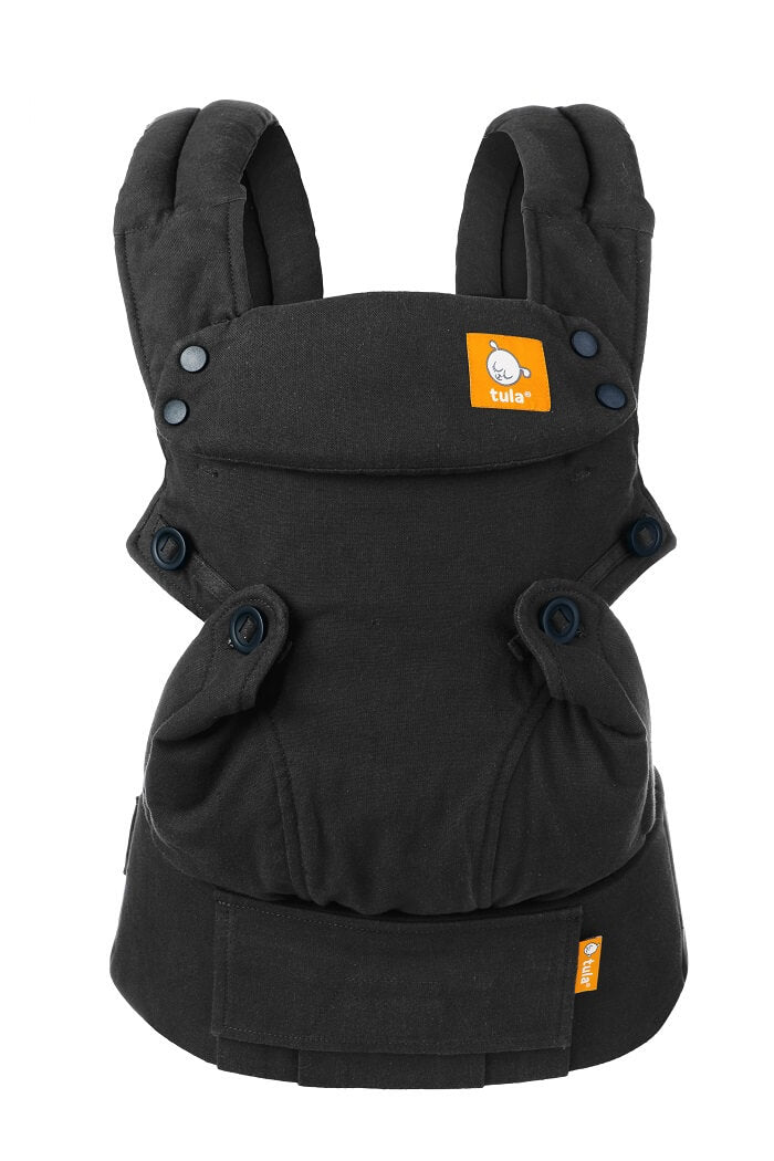 Forward Facing Baby Carrier Tula Explore made from soft hemp in a deep charcoal black