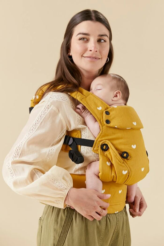 Tula Explore mustard yellow baby Carrier Play